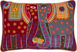 Kissing Elephant crewel work willed cushion, Ian Snow Ltd, 44 Euro. 